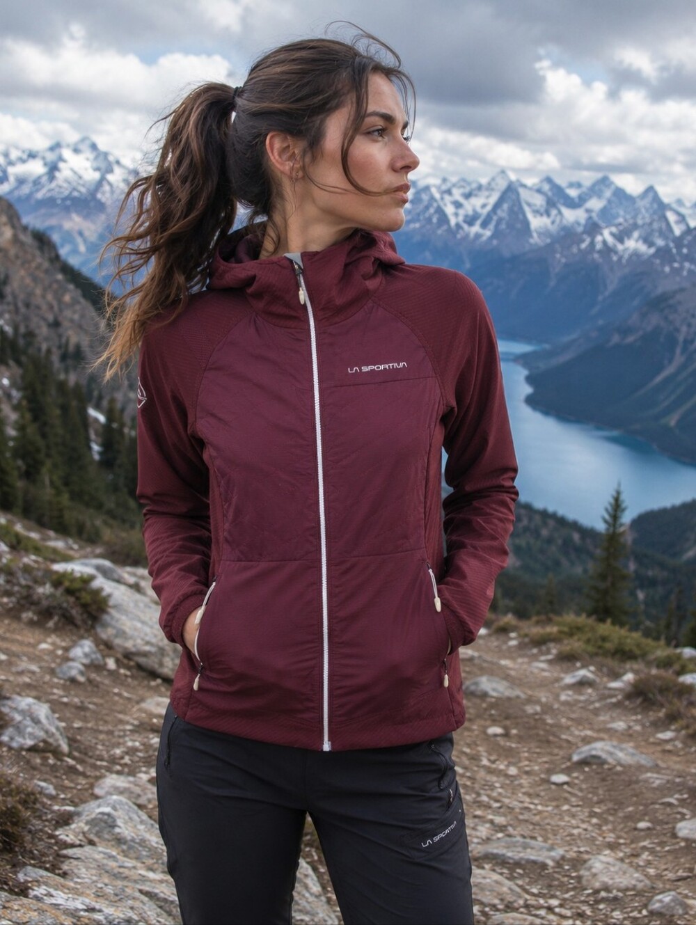 La Sportiva Women’s Kobik Hoody Medium Kapok Insulated Softshell Jacket Burgundy